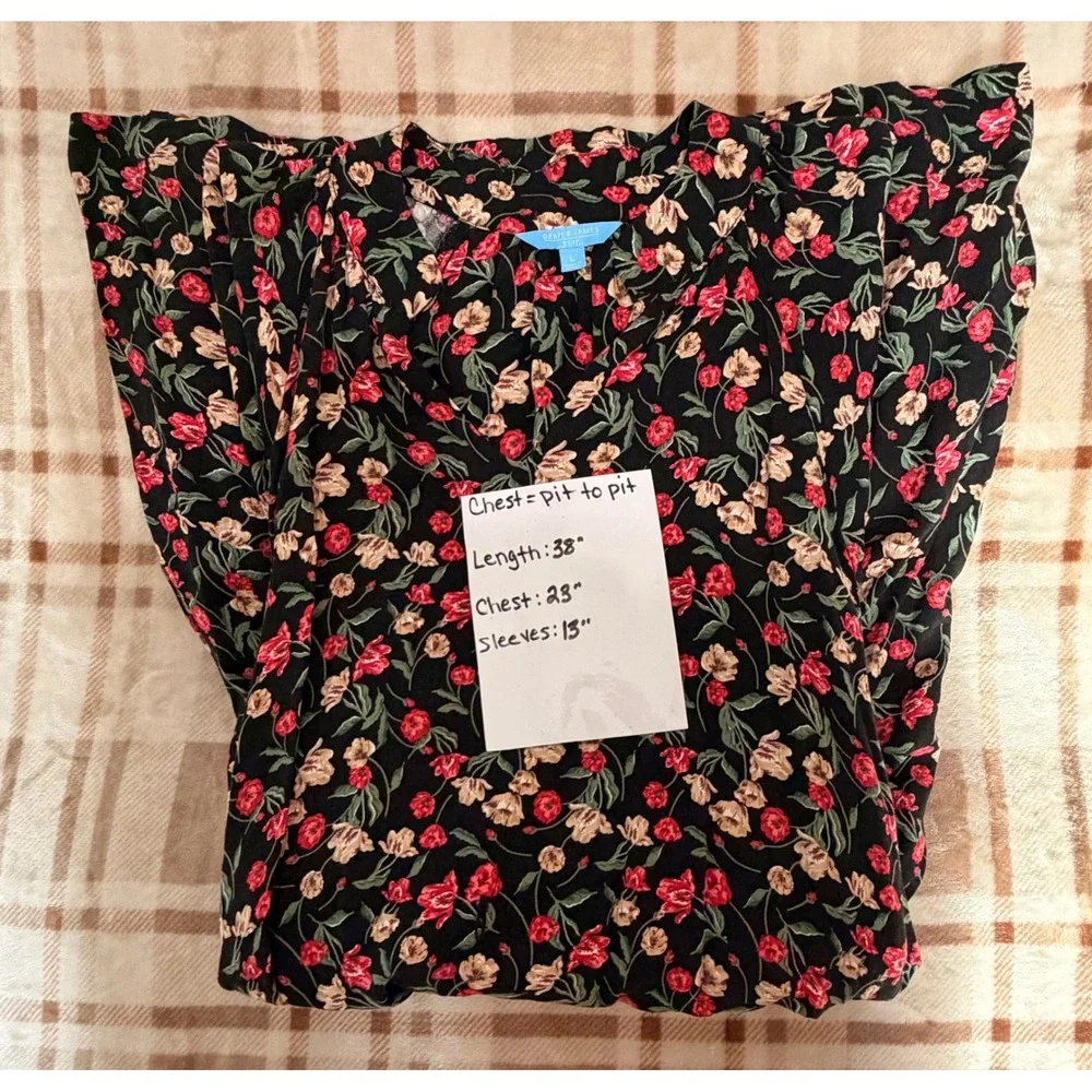 Draper James RSVP Floral Long Sleeve Mini Dress Womens L Black Cottagecore‎ Boho